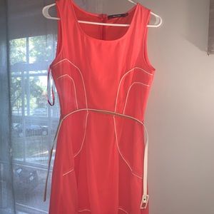 Coral dress with belt